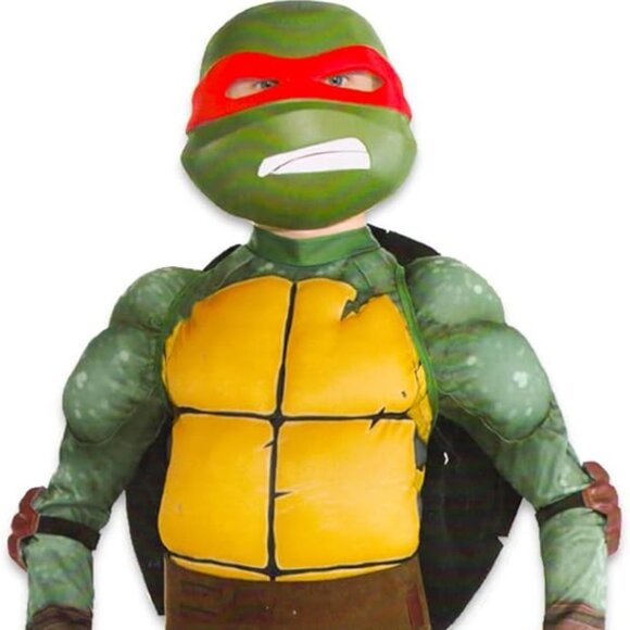 Teenage Mutant Ninja Turtles Raphael TMNT Kids Halloween Costume with Muscle Pad - Picture 2 of 7